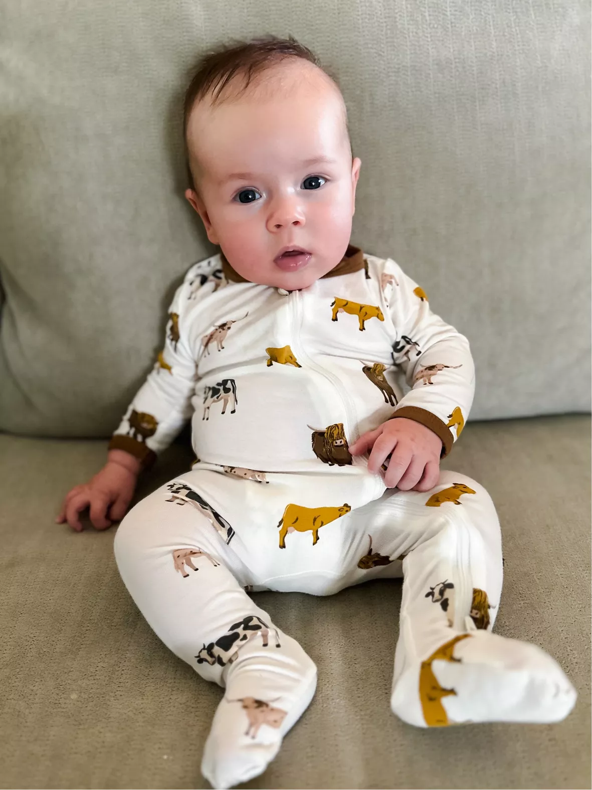 Kyte Baby Zippered Footie - Moo Kyte Baby Zippered Footie - Moo