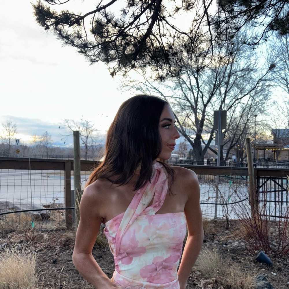 Pink floral scarf top | Poshmark