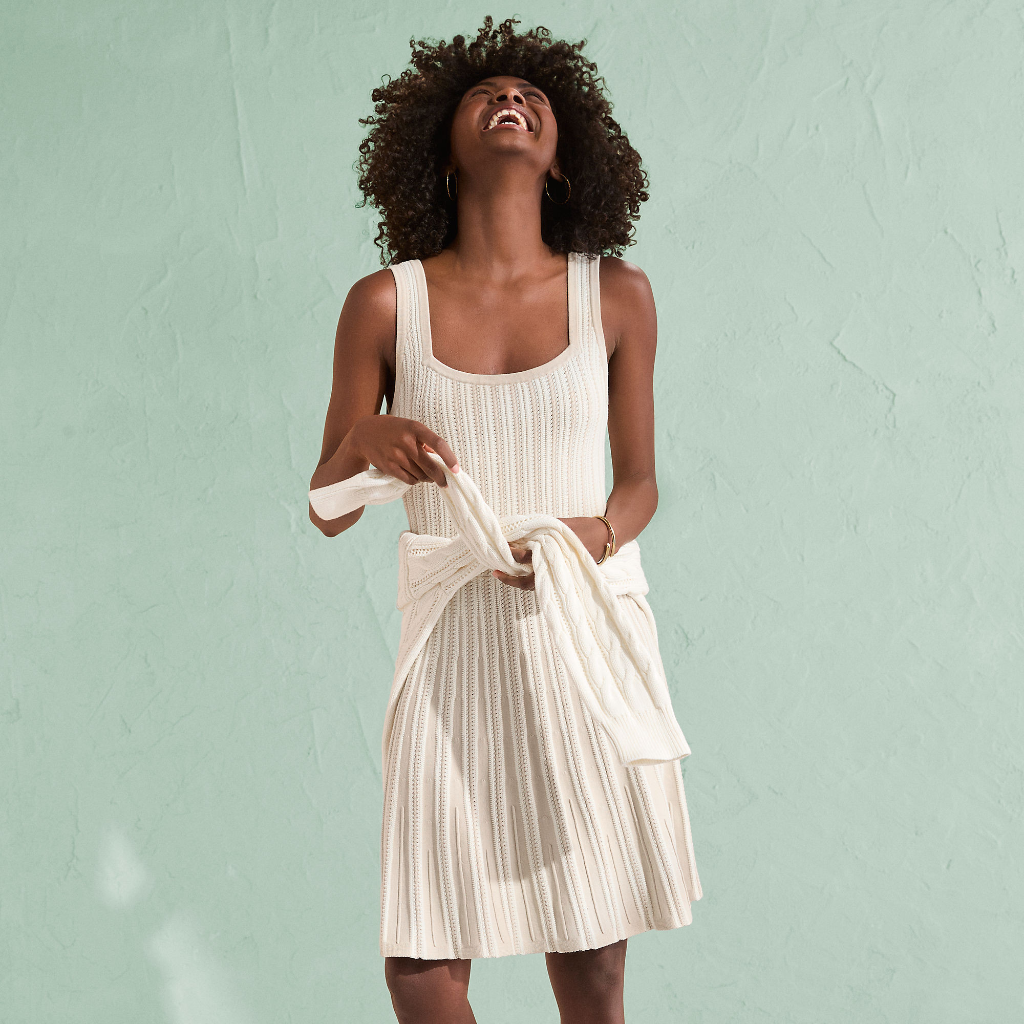 Women's Petite Square Neck Above Knee Sweater Dress | Lands' End (US)