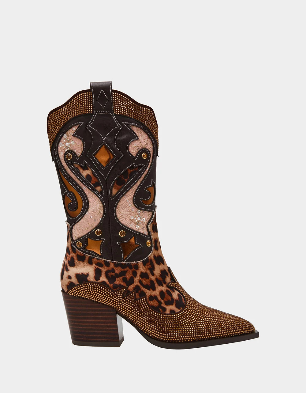 JOURNIE Leopard Western Pointed-Toe Block Heel Women's Boot | Betsey Johnson
