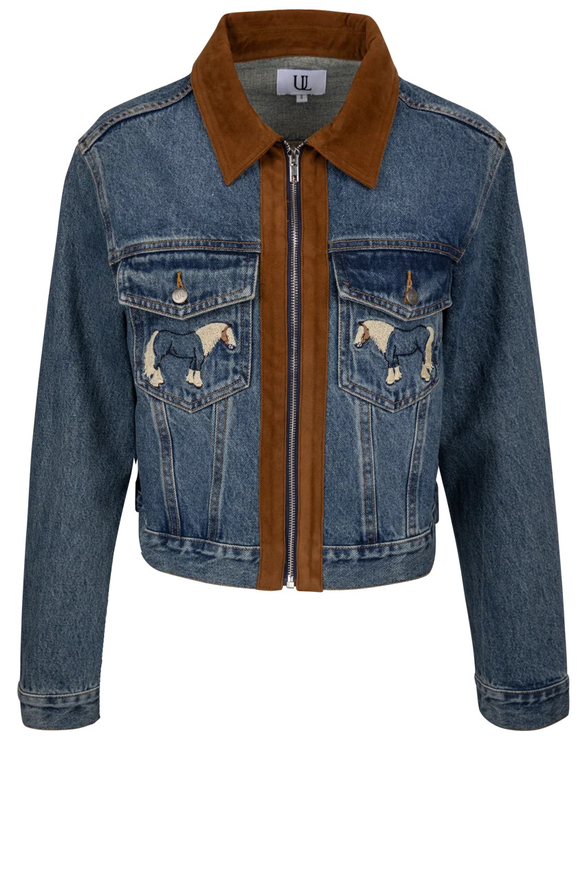 Understated Leather Horse Embroidered Denim Jacket | Pinto Ranch | Pinto Ranch