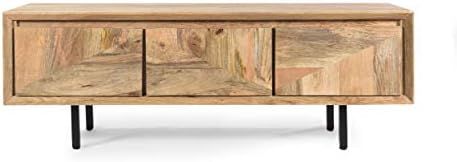 Christopher Knight Home Karen Mango Wood TV Stand, Natural, Black | Amazon (US)