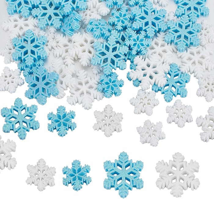 SUNNYCLUE 1 Box 80Pcs 2 Styles Mini Resin Snowflake Christmas Cabochon Resin Snowflakes Snow Char... | Amazon (US)
