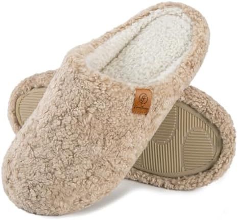 EverFoams Women's Fuzzy Slip-on Slippers Soft Comfy Memory Foam Indoor House Shoes | Amazon (US)