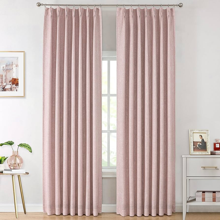 Vision Home Pink Total Blackout Curtains Pinch Pleated Room Darkening Window Panels 95 inch for G... | Amazon (US)