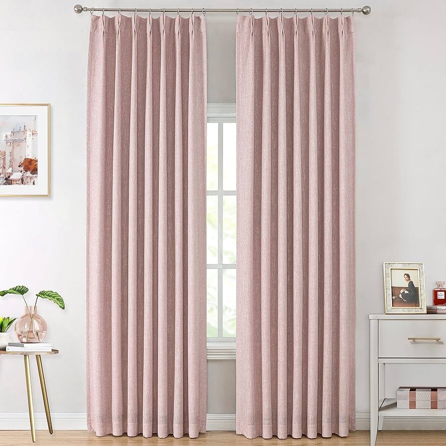 Vision Home Pink Total Blackout Curtains Pinch Pleated Room Darkening Window Panels 95 inch for G... | Amazon (US)