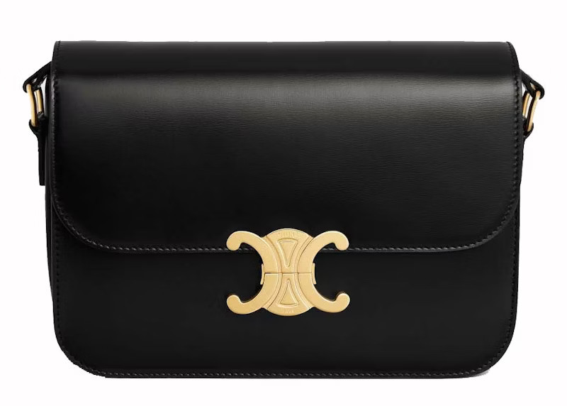 Celine Classique Triomphe Shoulder Bag in Shiny Calfskin Black | StockX