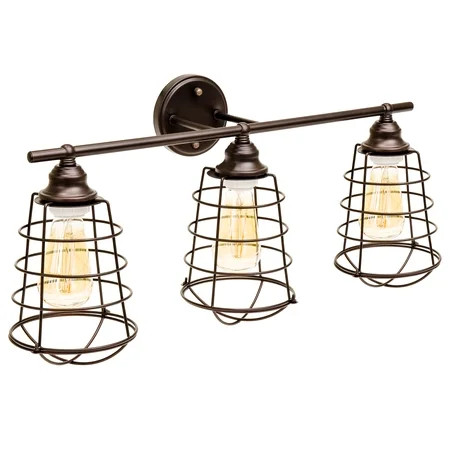 Best Choice Products Industrial Style Bathroom Vanity Light Fixture, 3 Lights - Bronze | Walmart (US)