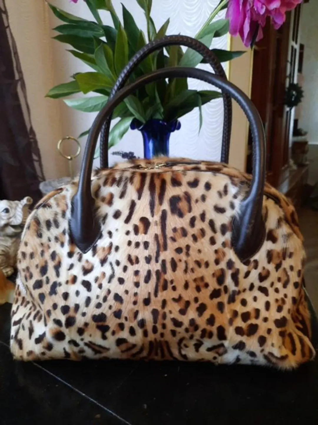 Blumarine Original Leopard Fur Bag • Genuine Fur & Leather • Vintage Luxury Shoulder Bag, pur... | Etsy (US)