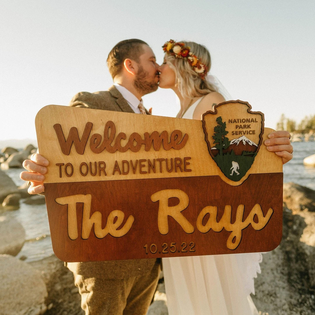 Custom National Park Sign, Wedding Sign, Camp Wedding, Hiker Gift, Nature Lover, Anniversary, Par... | Etsy (US)