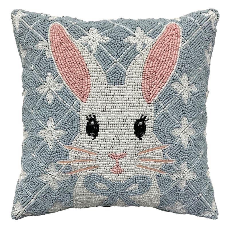 Beaded Easter Bunny Throw Pillow, 12" | At Home