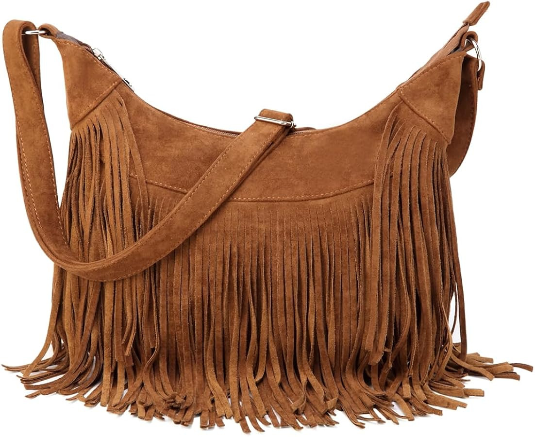 Sunwel Fashion Women Fringe Hobo Bag Western Purse Shoulder Bag Vegan Suede Tassel Hippie Crossbo... | Amazon (US)