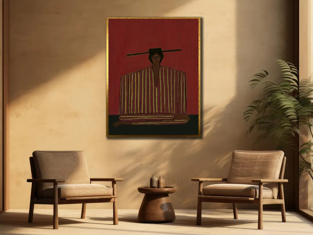 Minimalist Figure Canvas Art: Chic Wall Art for Dining Room Decor, Striped Outfit Print - Etsy | Etsy (US)