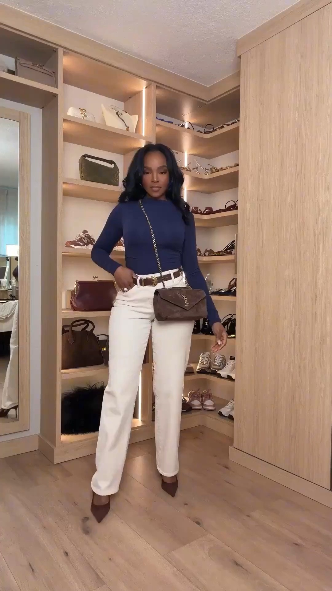 Classic Neutrals with a Modern Edge — This polished everyday look is all about clean lines and elevated basics. The navy fitted top balances perfectly with crisp white straight-leg denim for a timeless, flattering silhouette. Finished with a structured crossbody and pointed-toe heels for effortless sophistication.

Perfect for: brunch dates, casual meetings, running errands in style, or day-to-night wear.

📏 Sizing:
Top: Size Small  
Jeans: 27 Long  
Shoes: True to size  
Height: 5'4" | Bust: 34D | Waist: 27" | Hips: 40"

This is one of those outfits you’ll wear on repeat — easy to style multiple ways so the cost per wear keeps dropping. Swap the heels for flats or sneakers and add a jacket for a whole new look.

Save this post to revisit later and shop everything linked for easy outfit building.

Keywords naturally included: everyday neutral outfit, chic casual outfit, straight leg jeans outfit, navy top styling, classic capsule wardrobe pieces, elevated casual look, affordable everyday fashion.

Follow me on Instagram and YouTube @kirasfashionfinds 

#LTKgrwm #LTKPetite #LTKootd

#LTKootd #LTKgrwm #LTKPetite