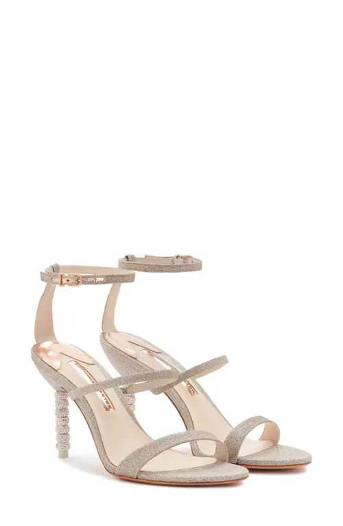 SOPHIA WEBSTER Rosalind Crystal Ankle Strap Sandal in Champagne Glitter at Nordstrom, Size 4.5Us | Nordstrom