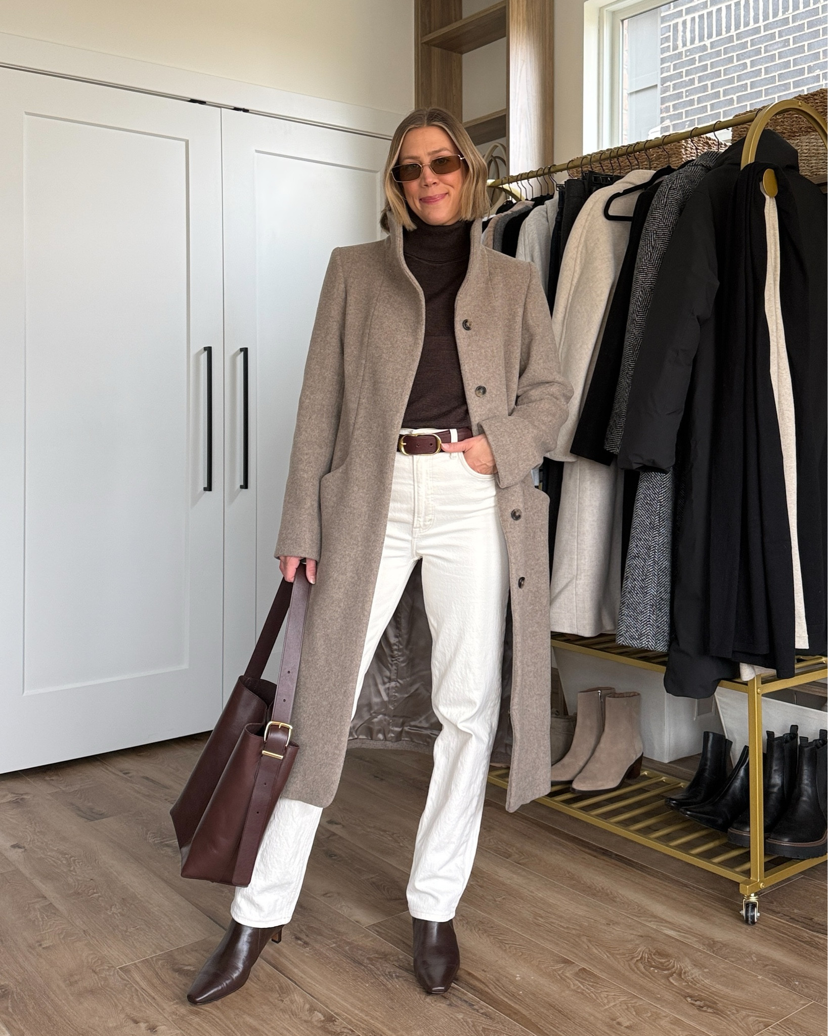 Wearing small turtleneck sweater, 26/regular jeans, small belt, small wool coat, boots tts 

#LTKStyleTip #LTKFindsUnder100 #LTKFindsUnder50