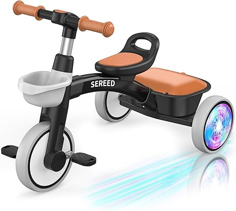 SEREED Colorful Lighting Toddler Tricycle for 2-5 Years Old Boys, Adjustable Seat&Handlebar Trike... | Amazon (US)