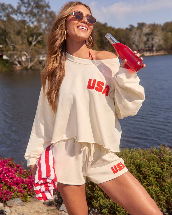 American Belle Relaxed USA Embroidered Top | VICI