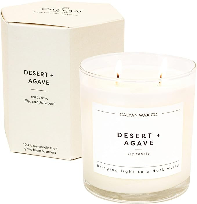 Calyan Wax Scented Candle Desert & Agave Candle for the Home Scented with Lemon & Rose, Soy Wax A... | Amazon (US)