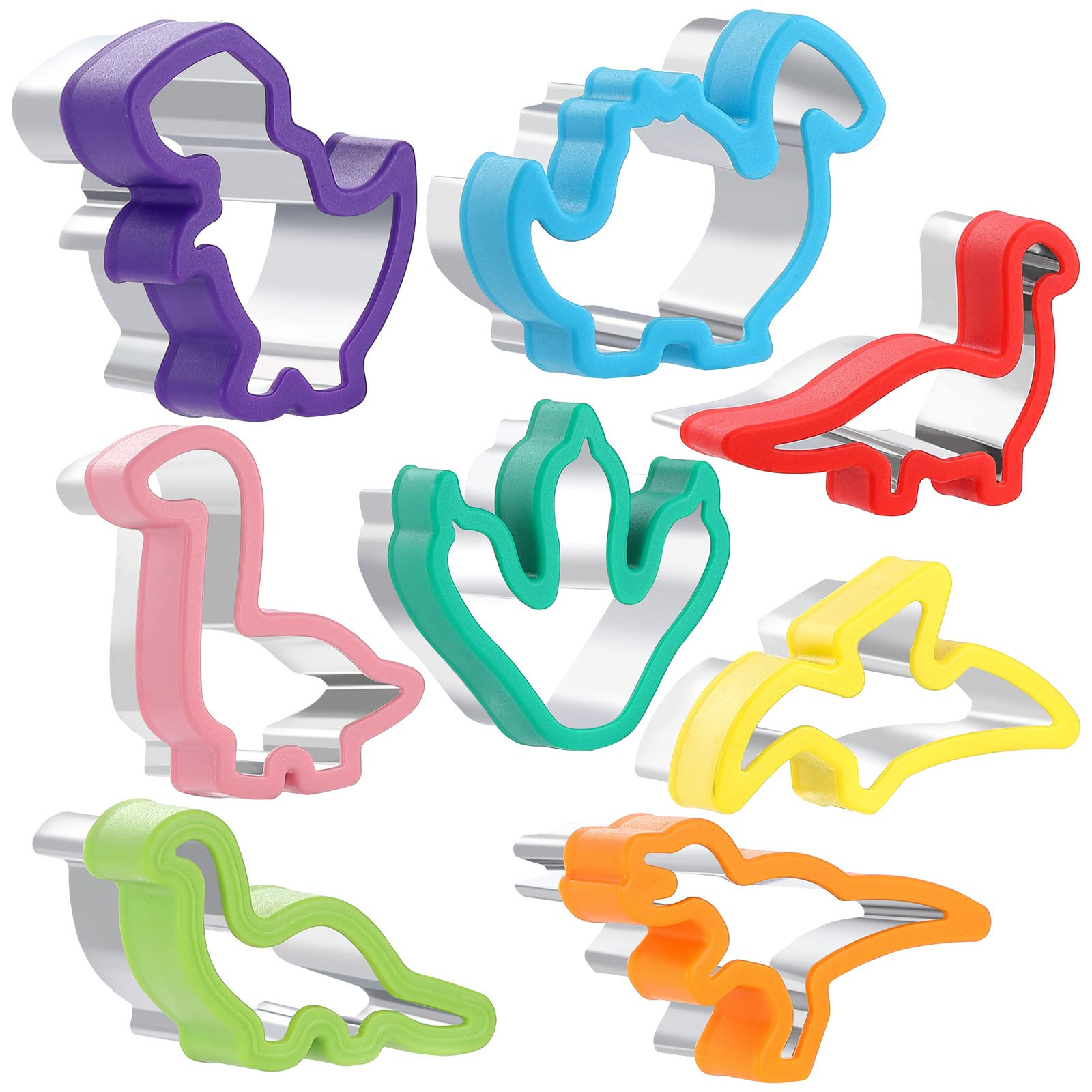 8pcs Dinosaur Cookie Cutter Set - Stainless steel Sandwich Cookie Food Cutter Molds, Kitchen Baki... | Amazon (US)