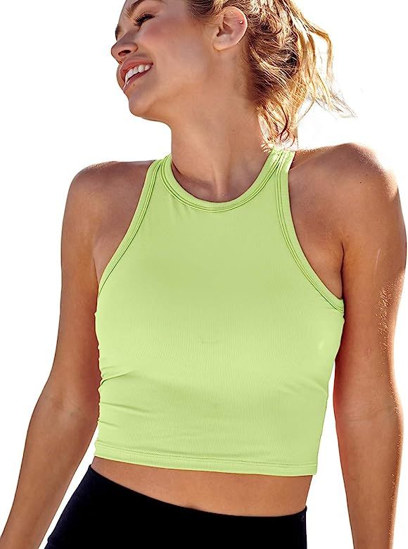 AngiMelo Womens Sports Bra Workout Crop Top Padded Yoga Gym Tank Sleeveless Running Shirts Racerb... | Amazon (US)