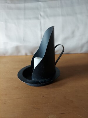 Vintage Black Tin Candleholder With Finger Loop | eBay US
