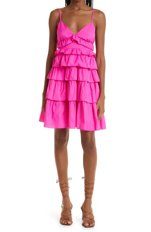 STAUD Rylie Tiered Ruffle Dress in Bougainvillea at Nordstrom, Size X-Small | Nordstrom