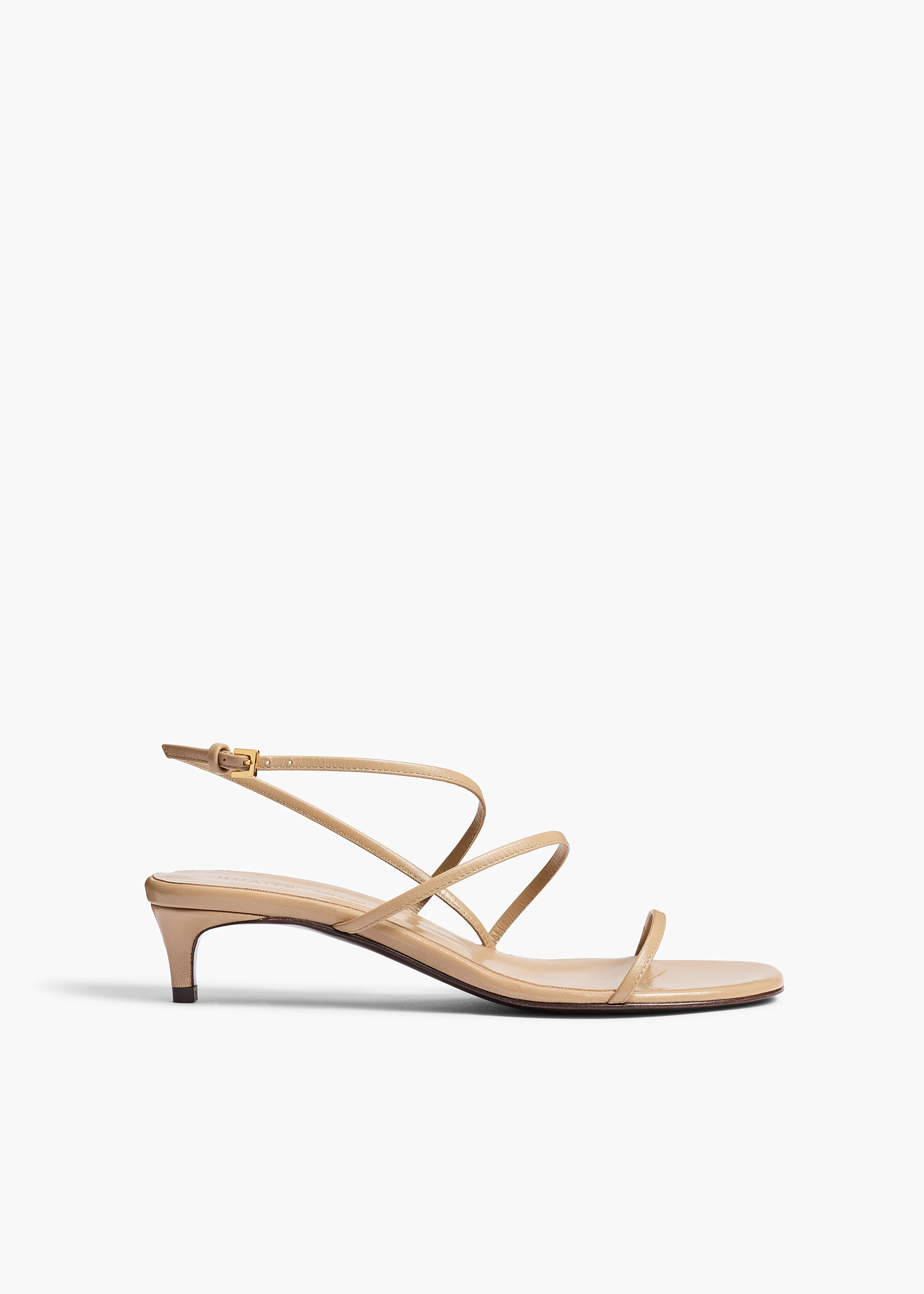 KHAITE - Loop Kitten Heel Sandal In Beige Leather | Khaite