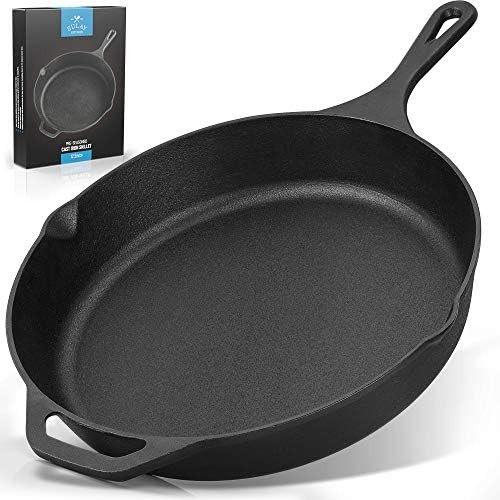 Zulay Kitchen Pre-Seasoned Cast Iron Skillet 12 Inch - Heavy Duty Seasoned Iron Cast Skillet For Ind | Amazon (US)
