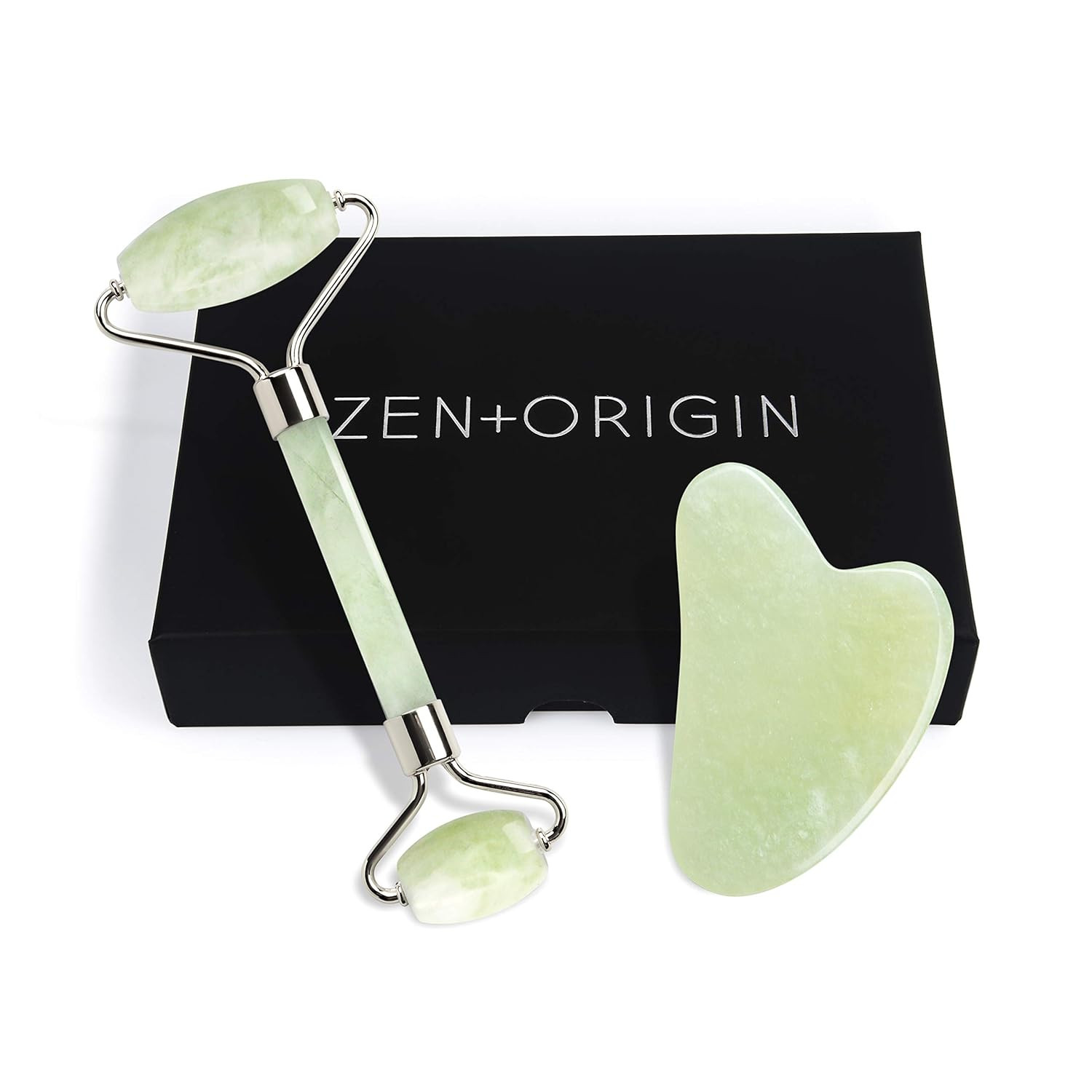 Jade Roller and Gua Sha Set, 100% Natural Jade Stone Face Roller, Anti-Wrinkle Anti-Aging Skin Ca... | Amazon (US)