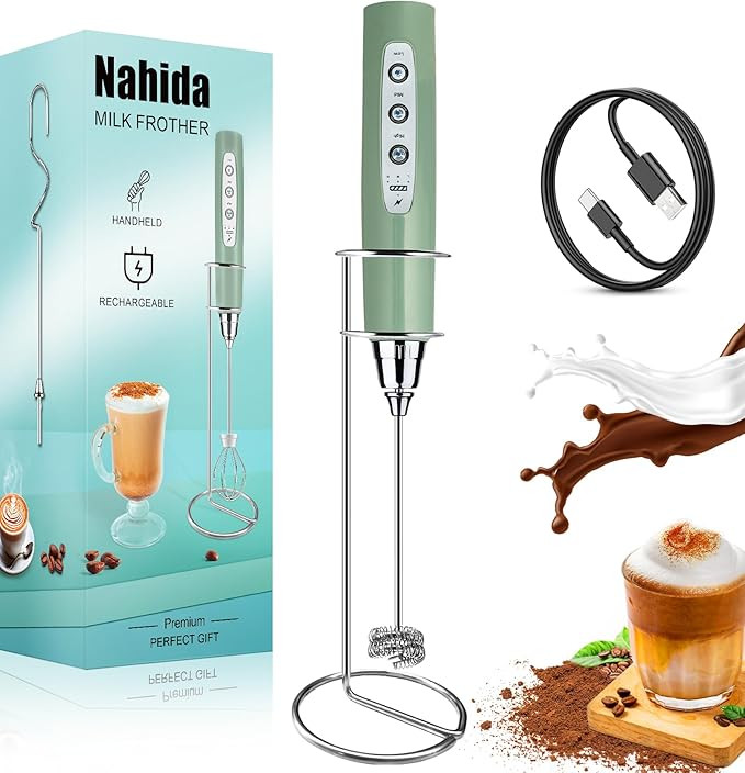 Nahida Rechargeable Milk Frother Wand for Coffee Include Stand - Granite | Amazon (US)