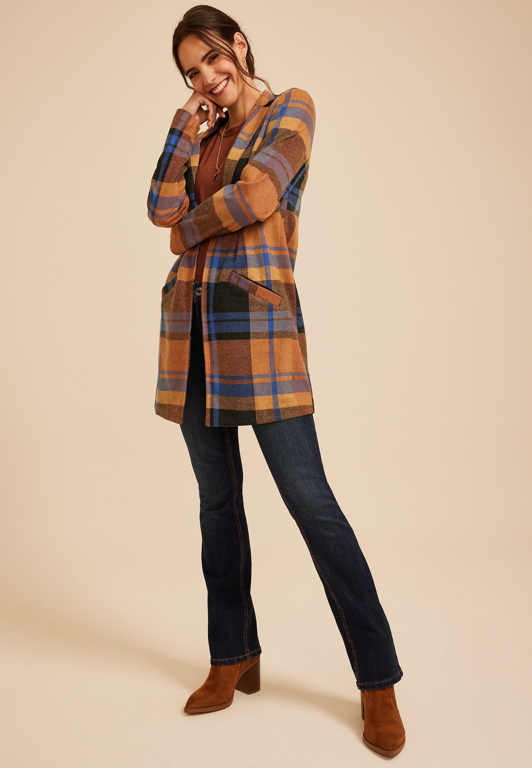 Plaid Longline Blazer | maurices | Maurices