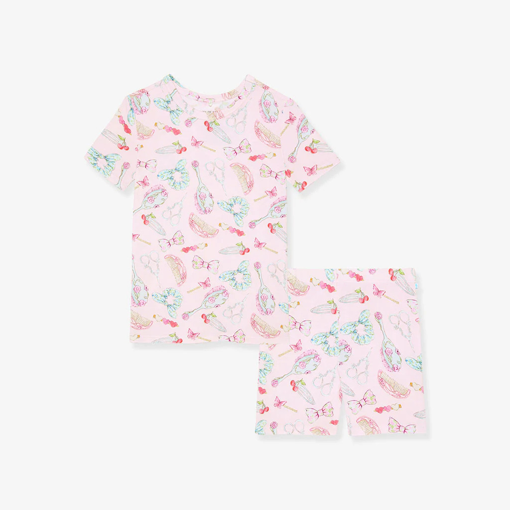 Hair Salon Pink Toddler Short Sleeve Pajamas | Carlita | Posh Peanut