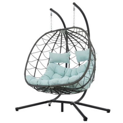 Double Egg Swing Chair – Wicker Patio Hanging Seat w/ Stand | Target