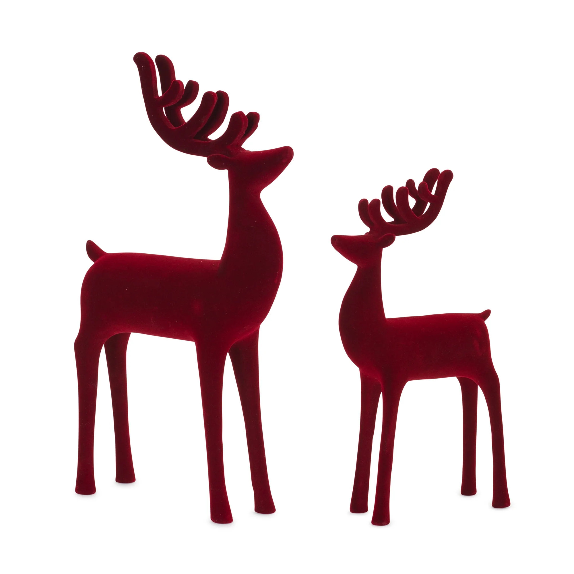 Red Flocked Deer Figurine, Set of 2 | Pier 1