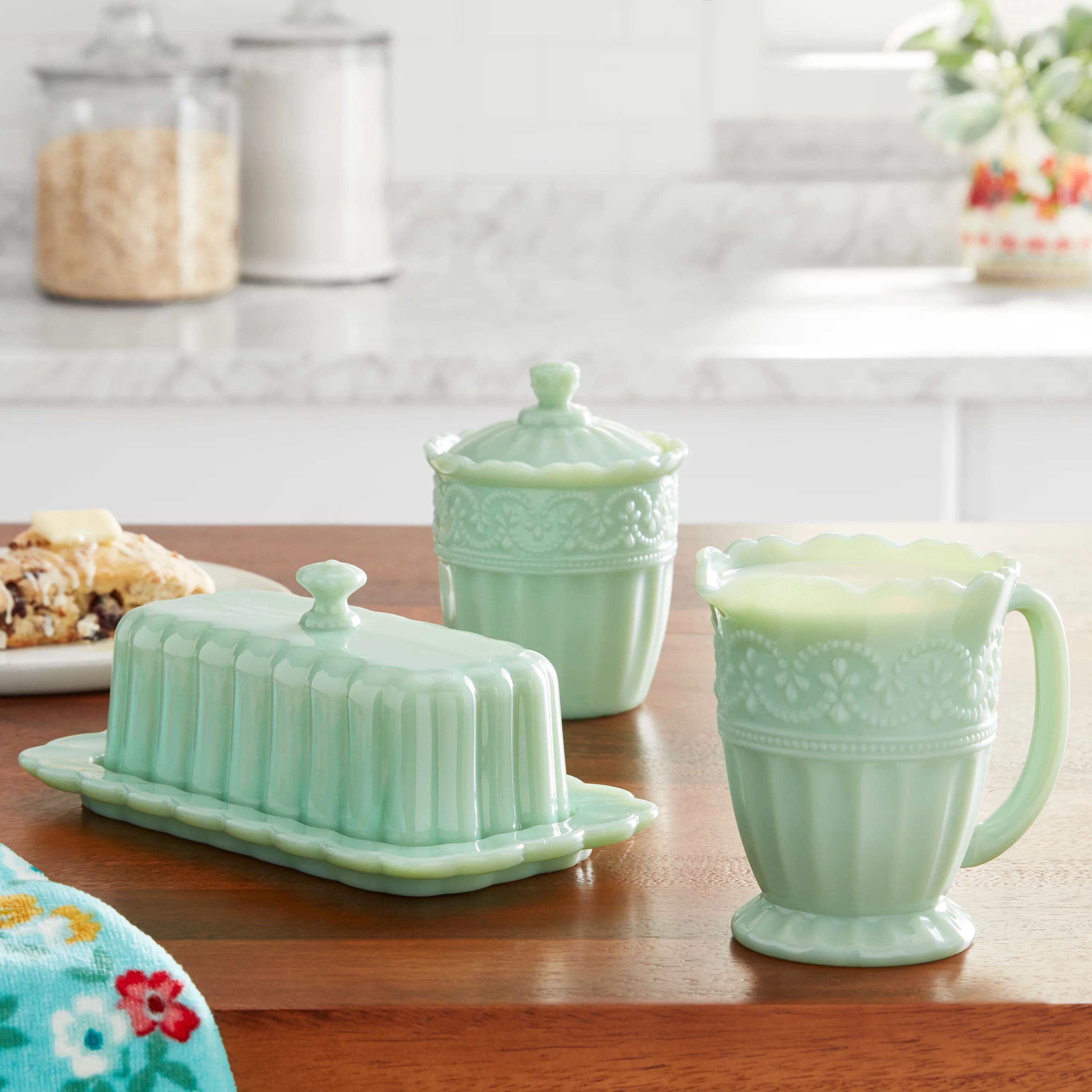 The Pioneer Woman Timeless Beauty 3-Piece Sugar Bowl, Creamer & Butter Dish Set | Walmart (US)