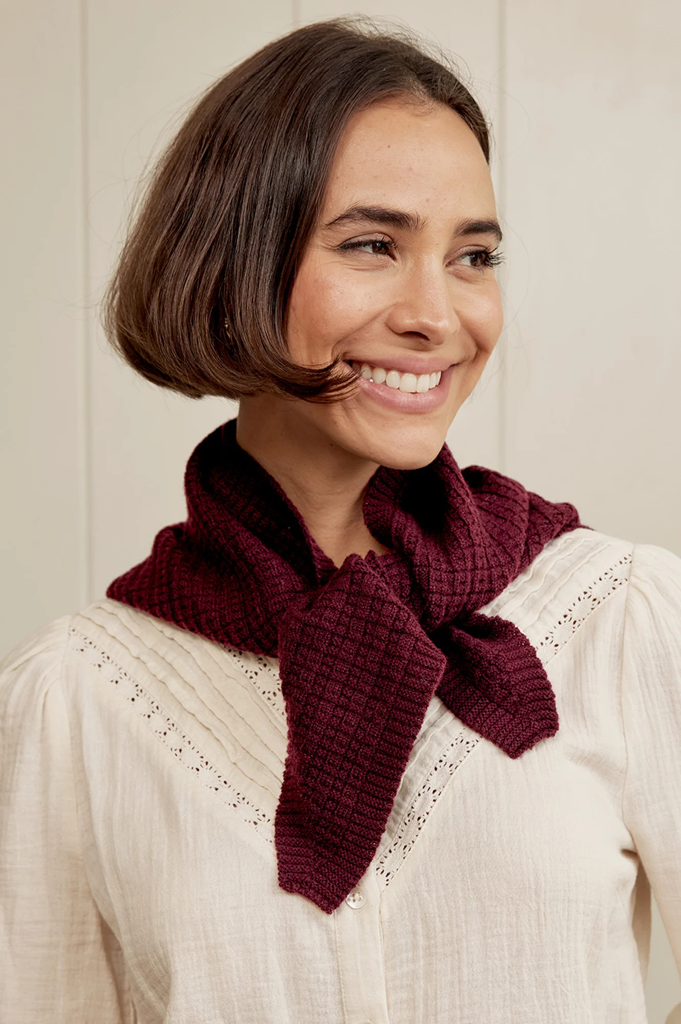 Merino Wool Tie Neck Scarf | Wine | Aspiga