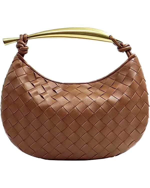 Woven Leather Hobe Dumpling Bag Dinner Handbag For Women Purse Hobo Bag | Amazon (US)