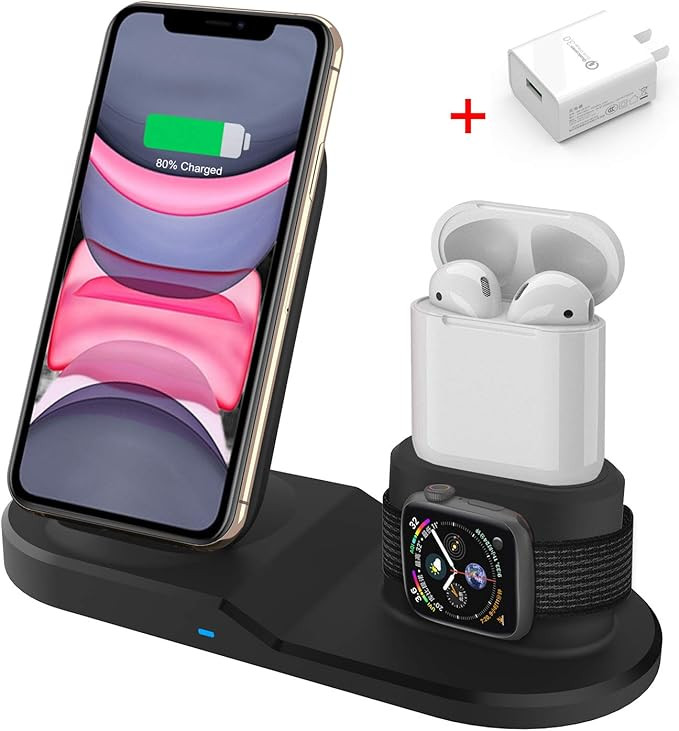Wireless Charger, 3 in 1 Wireless Charging Station for Apple, Wireless Charging Stand for Apple W... | Amazon (US)