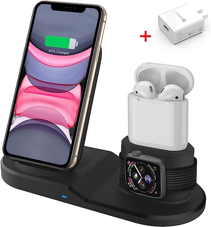Wireless Charger, 3 in 1 Wireless Charging Station for Apple, Wireless Charging Stand for Apple W... | Amazon (US)