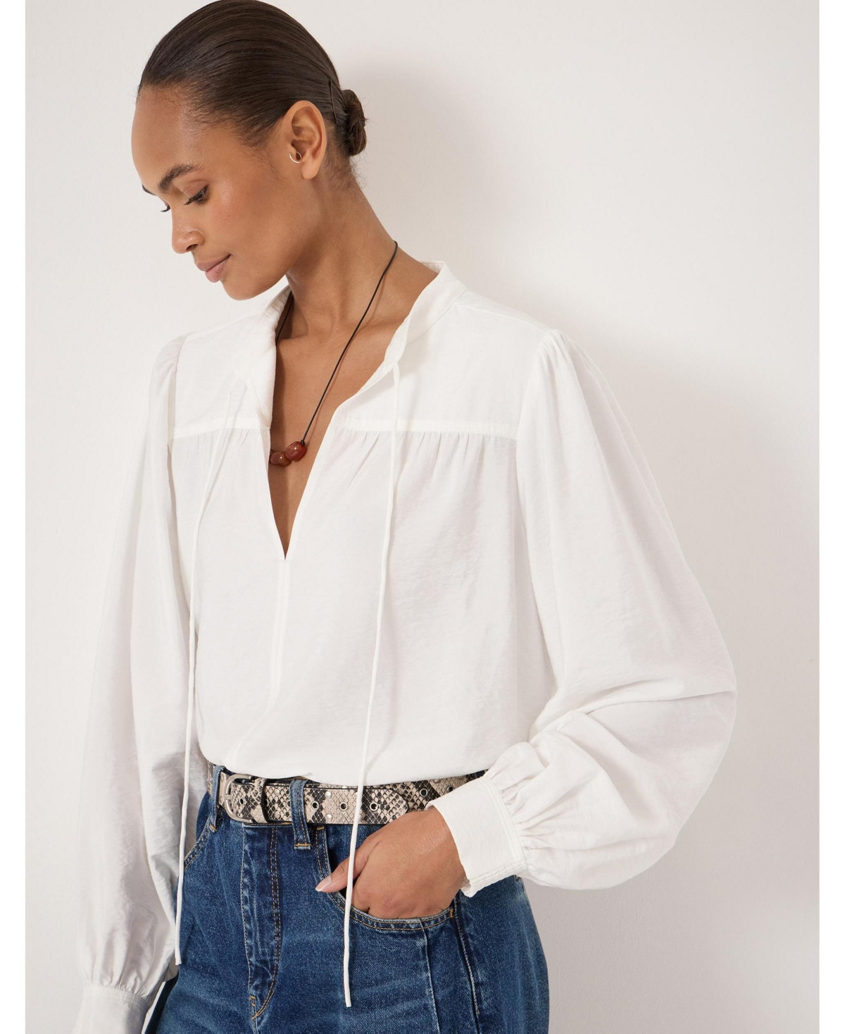 Hush Women's Harlow Tie Front Detail Blouse - Ecru white | Macy's