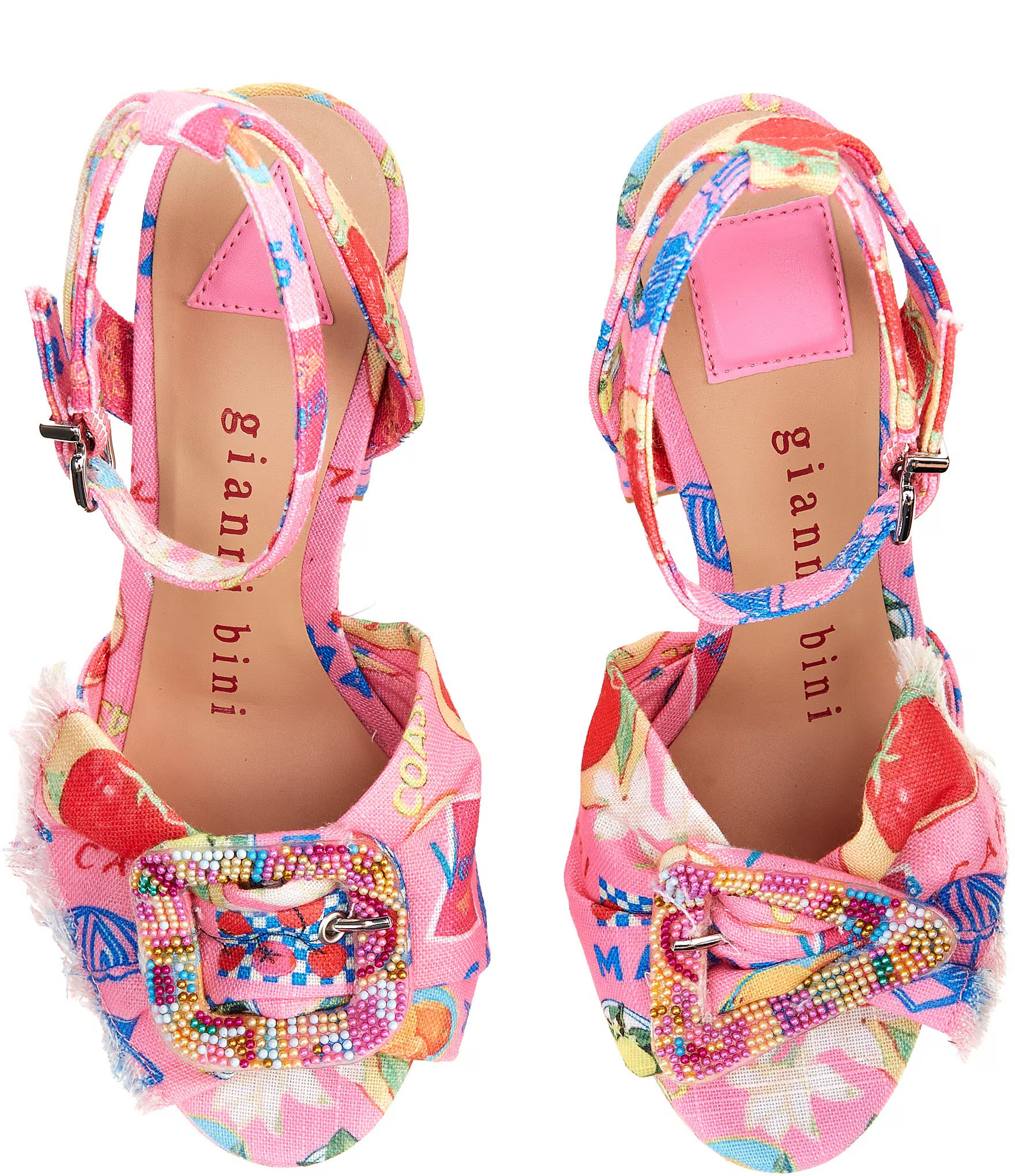 Tobias Printed Linen Mismatched Buckle Platform Dress Sandals | Dillard's