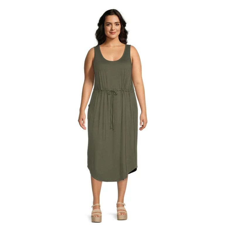 Terra & Sky Women's Plus Size Drawstring Waist Tank Dress | Walmart (US)
