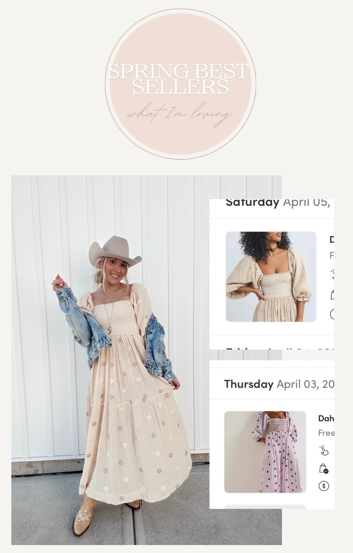 A weekly best seller ✨🌼👢🌾 Linking my outfit of the day it’s this free people Delilah embroidered maxi dress. I snagged it a few months ago when it was on sale and it’s honestly such a staple. I absolutely love it. It’s 100% cotton, but I’m also linking a more affordable fine from Amazon, the exact same dress! 
Dress is also bump friendly for the mamas! Perfect baby shower dress ☺️