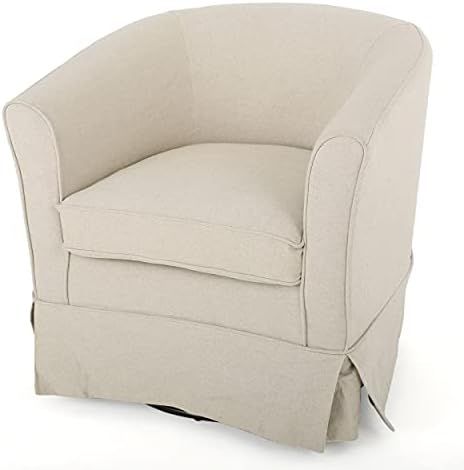 Christopher Knight Home Cecilia Swivel Chair with Loose Cover, Natural Fabric, Dimensions: 28.74... | Amazon (US)