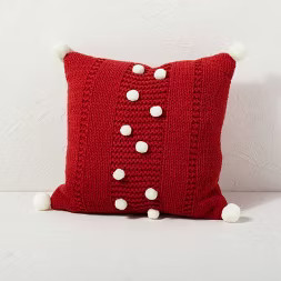 Sweater Knit Square Throw Pillow with Pom Poms - Opalhouse™ designed with Jungalow™ | Target