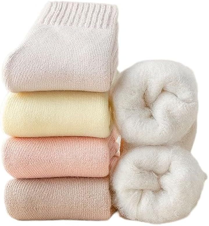 OLBUPS 3 Pairs of Cashmere Socks, Women's Winter Fleece Socks, Thickened Warm Tube Autumn and Win... | Amazon (US)