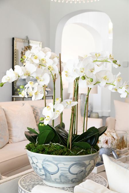 Beautiful faux orchids in an oversized bowl. Such a decorative statement! 

#LTKhome