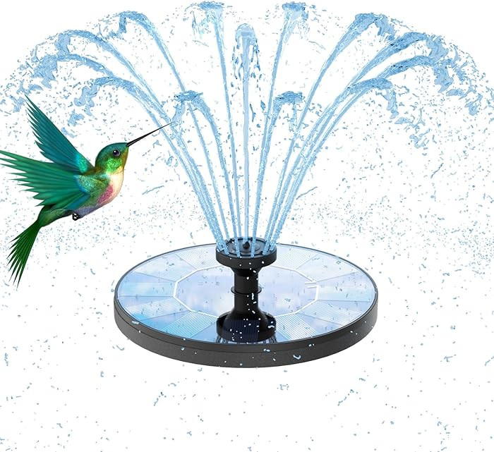 AMZtime Solar Water Fountain, Upgraded Solar Bird Bath Fountains with 6 Nozzles, Free Standing Fl... | Amazon (US)