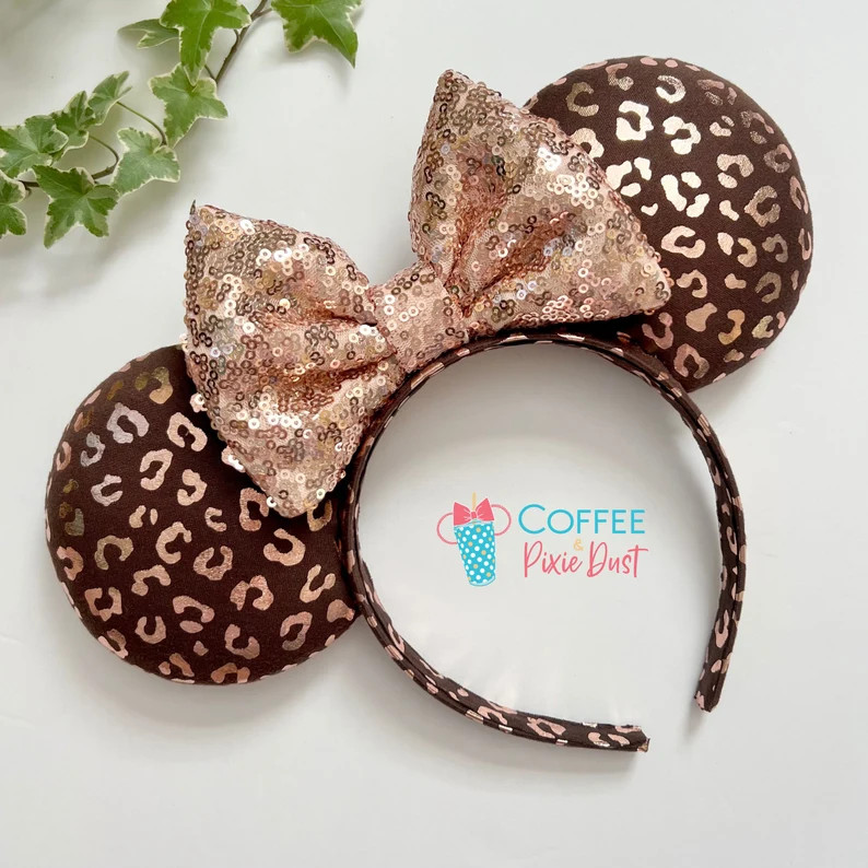 Rose Gold Metallic Cheetah Animal Print Mouse Ears Animal - Etsy | Etsy (US)